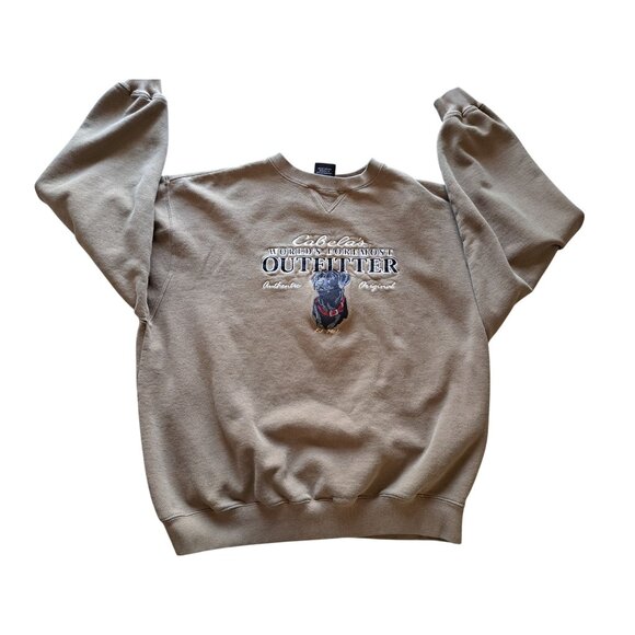Cabelas Points North Embroidered Sweatshirt Women's L Lab Dog Graphic Crewneck - Picture 1 of 10